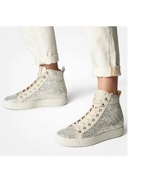 PAUL GREEN Trend High Top Sneaker beige /gold/silver WOMEN SIZE UK 4 US 6.5 NEW